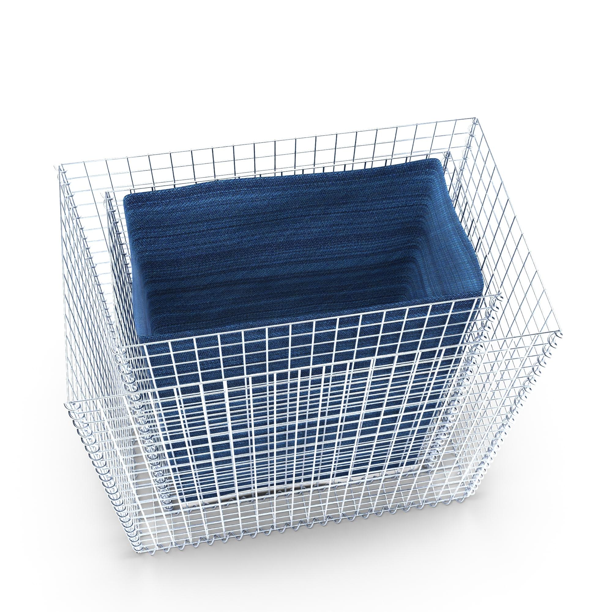 Lecho elevado rectangular 100 cm x 100 cm x 60 cm (largo x alto x fondo), malla 5 x 5 cm, espesor de pared 10 cm