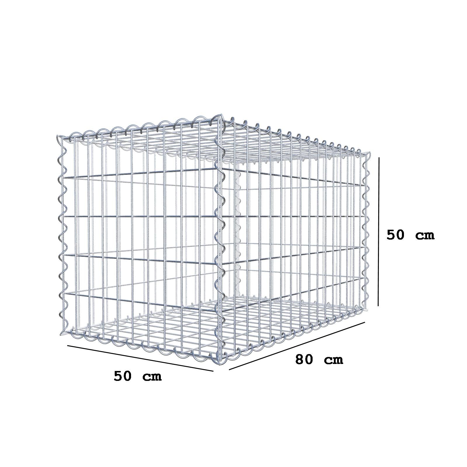 Gabione 80 cm x 50 cm x 50 cm (L x H x T), Maschenweite 5 cm x 10 cm, Spirale