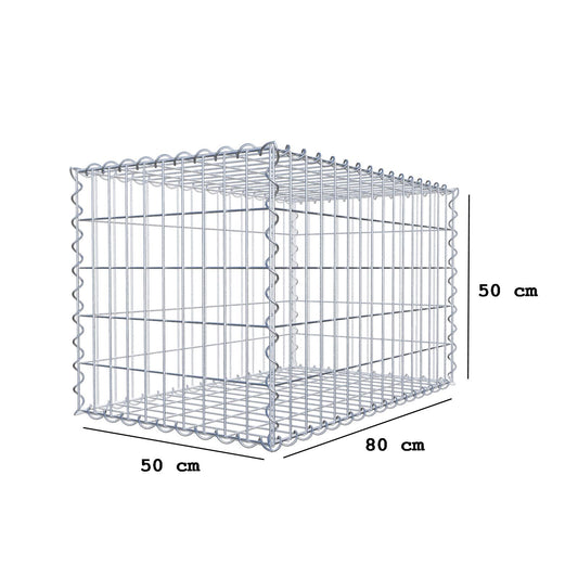 Gabion 80 cm x 50 cm x 50 cm (L x H x D), mesh size 5 cm x 10 cm, spiral