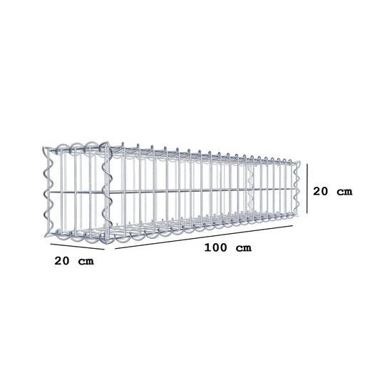 Schanskorf 100 cm x 20 cm x 20 cm (L x H x D), maaswijdte 5 cm x 10 cm, spiraalvormig