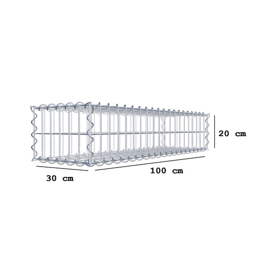 Gabion 100 cm x 20 cm x 30 cm (L x H x D), maskestørrelse 5 cm x 10 cm, spiral