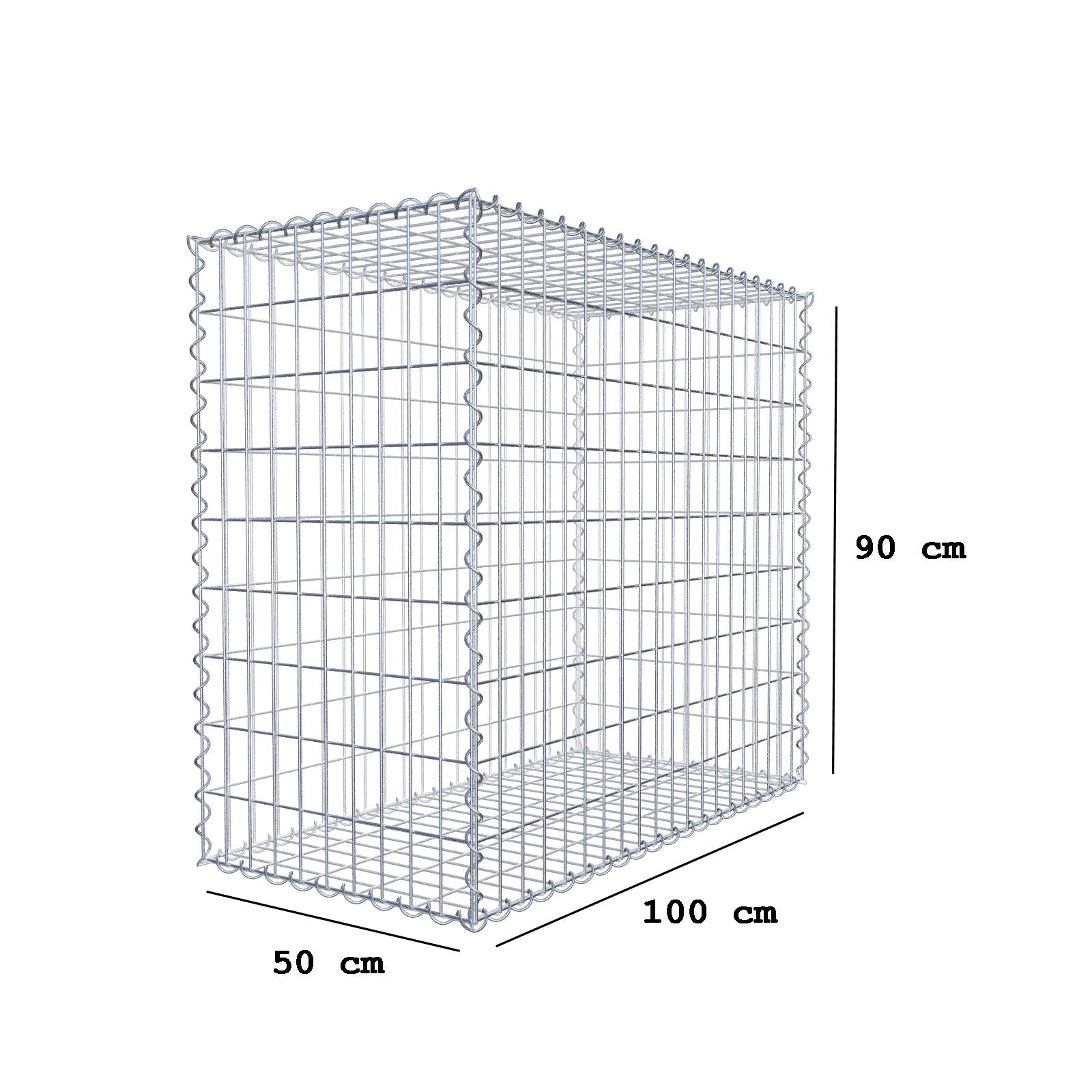 Schanskorf 100 cm x 90 cm x 50 cm (L x H x D), maaswijdte 5 cm x 10 cm, spiraalvormig
