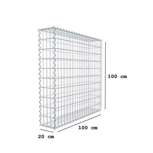 Gabione 100 cm x 100 cm x 20 cm (L x H x T), Maschenweite 5 cm x 10 cm, Spirale