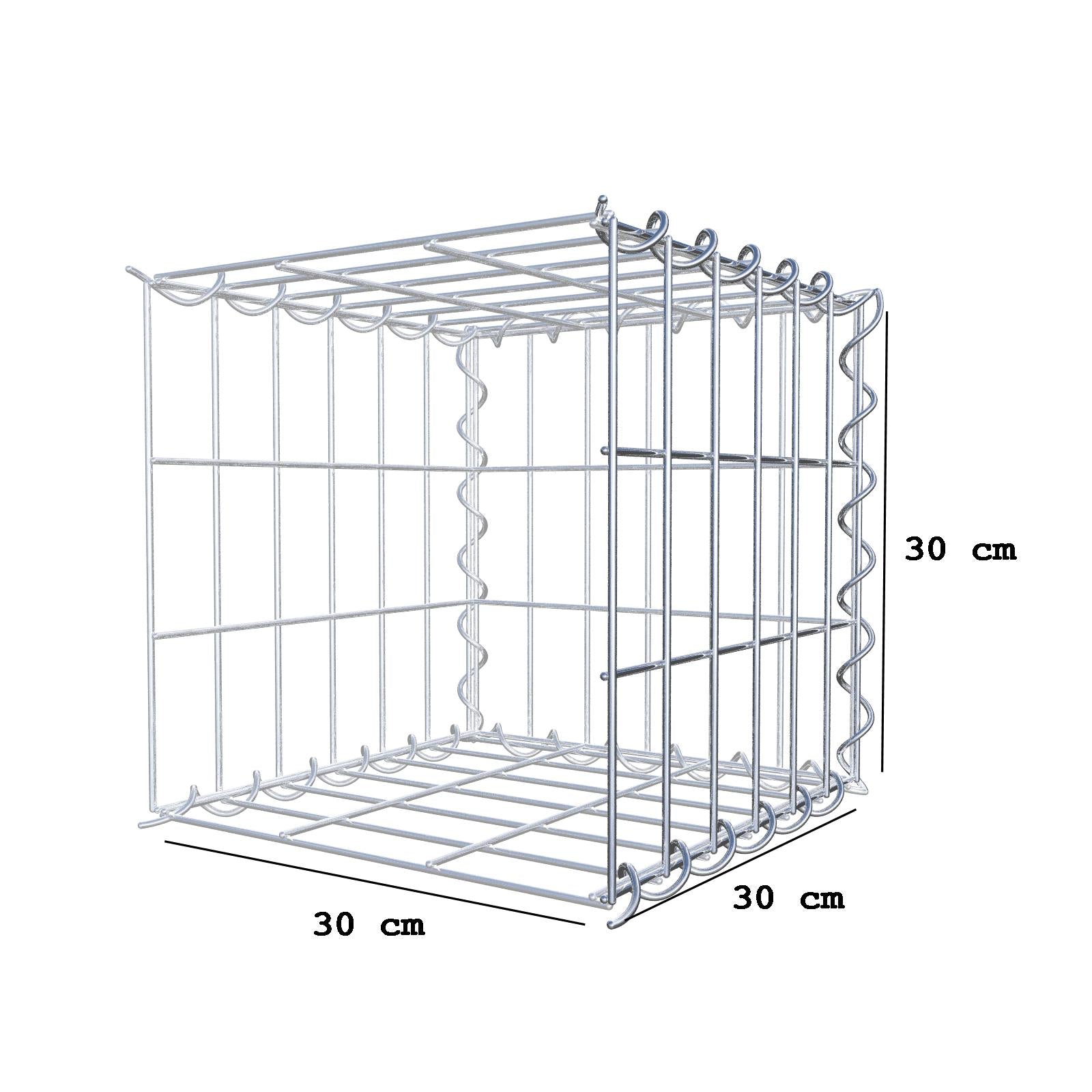 Gabion rapporté type 2 30 cm x 30 cm x 30 cm (L x H x P), mailles 5 cm x 10 cm, spirale