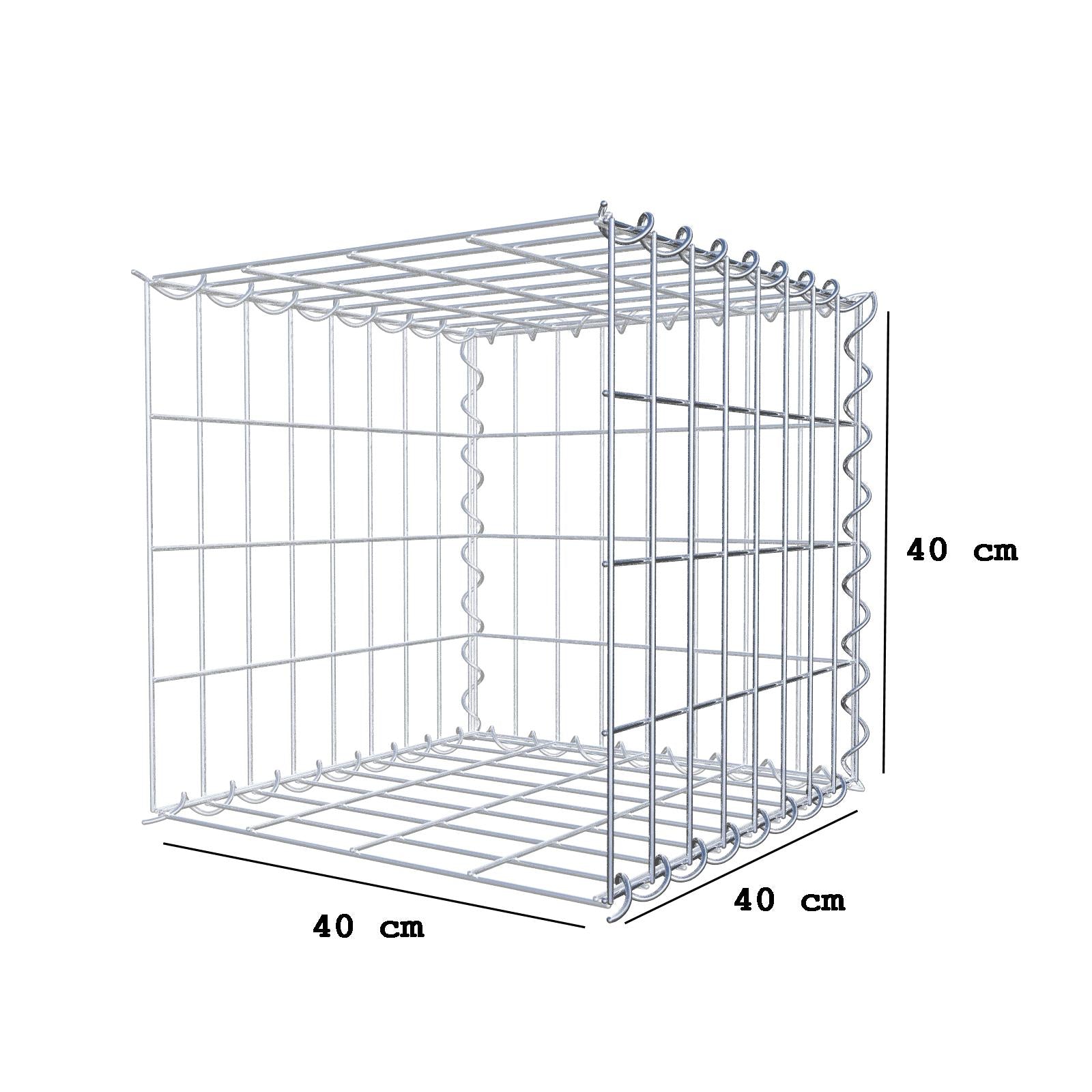 Gabion rapporté type 2 40 cm x 40 cm x 40 cm (L x H x P), mailles 5 cm x 10 cm, spirale