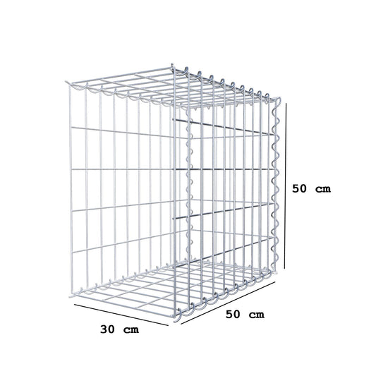 Gavión adulto tipo 2 50 cm x 50 cm x 30 cm (largo x alto x profundidad), tamaño de malla 5 cm x 10 cm, espiral
