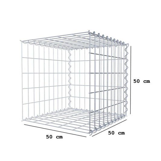 Gavión adulto tipo 2 50 cm x 50 cm x 50 cm (largo x alto x profundidad), tamaño de malla 5 cm x 10 cm, espiral