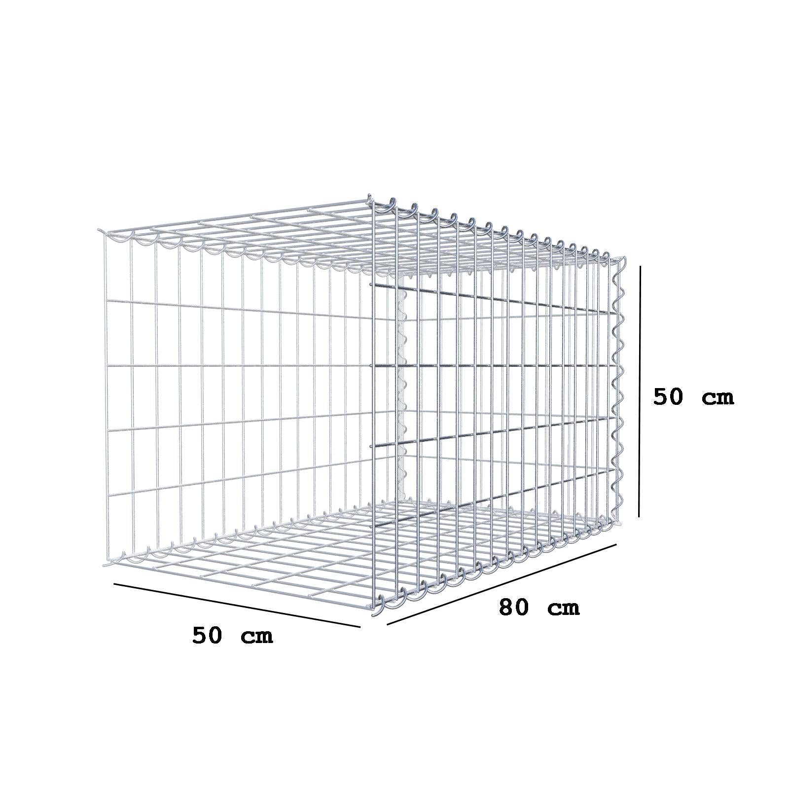 Gabbione aggiuntivo tipo 2 80 cm x 50 cm x 50 cm (L x A x P), maglia 5 cm x 10 cm, spirale