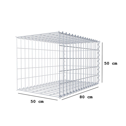 Gavión complementario tipo 2 80 cm x 50 cm x 50 cm (L x A x P), malla 5 cm x 10 cm, espiral
