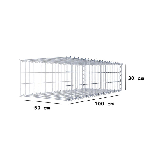 Påväxt gabion typ 2 100 cm x 30 cm x 50 cm (L x H x D), maskstorlek 5 cm x 10 cm, spiral