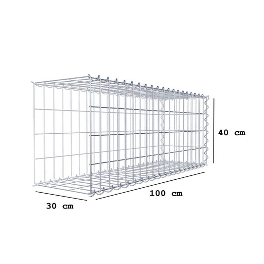 Påväxt gabion typ 2 100 cm x 40 cm x 30 cm (L x H x D), maskstorlek 5 cm x 10 cm, spiral