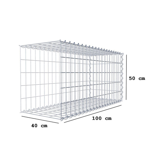 Grown-on gabion type 2 100 cm x 50 cm x 40 cm (L x H x D), mesh size 5 cm x 10 cm, spiral