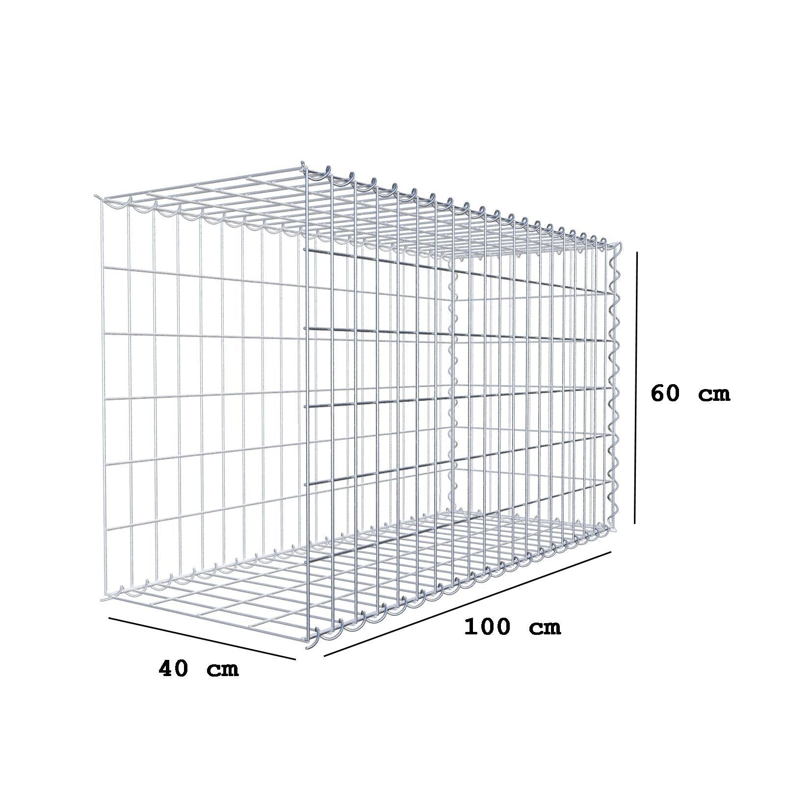 Gabbione aggiuntivo tipo 2 100 cm x 60 cm x 40 cm (L x H x P), dimensione maglia 5 cm x 10 cm, a spirale
