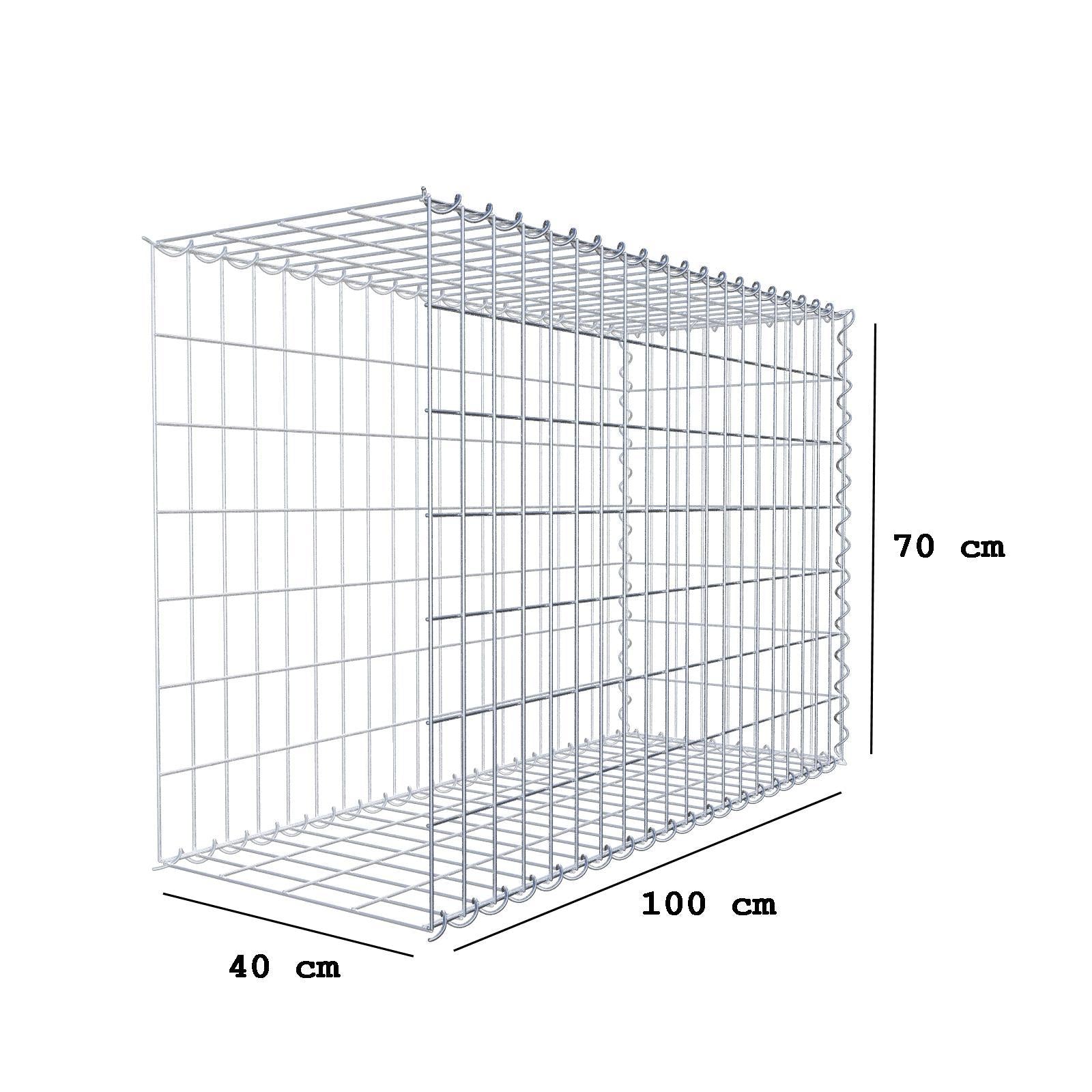 Opvokset gabion type 2 100 cm x 70 cm x 40 cm (L x H x D), maskestørrelse 5 cm x 10 cm, spiral