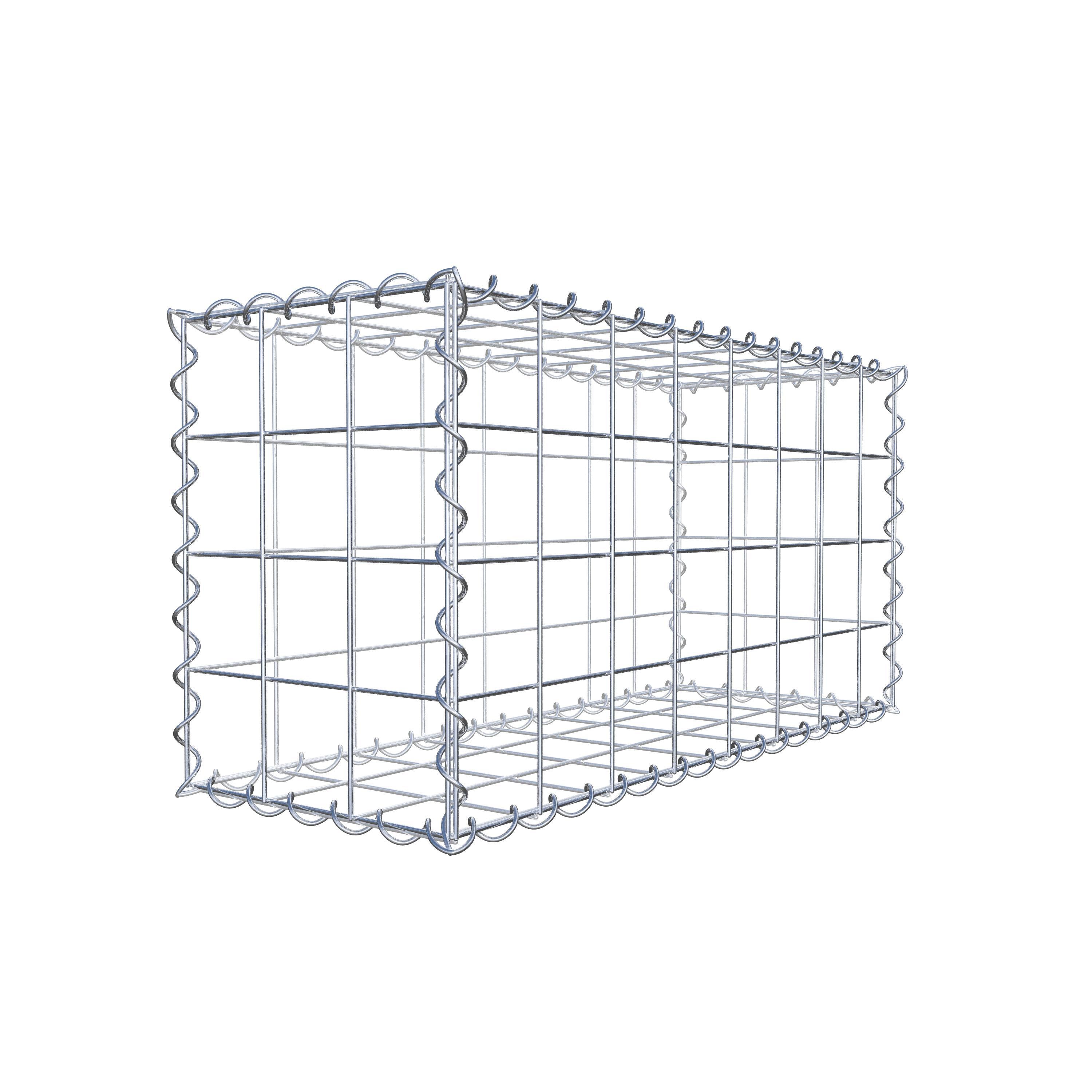 Schanskorf 80 cm x 40 cm x 30 cm (L x H x D), maaswijdte 10 cm x 10 cm, spiraalvormig