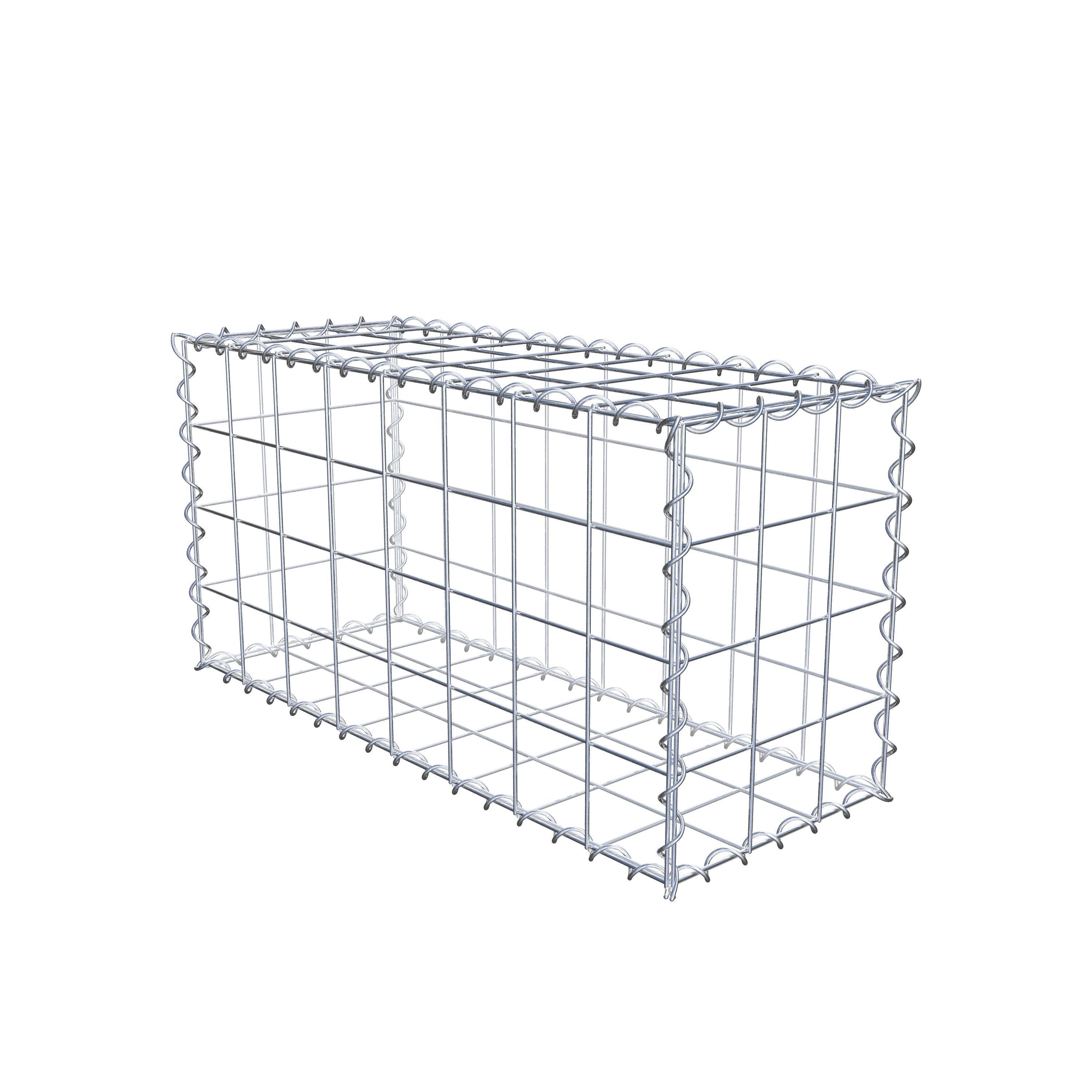 Schanskorf 80 cm x 40 cm x 30 cm (L x H x D), maaswijdte 10 cm x 10 cm, spiraalvormig