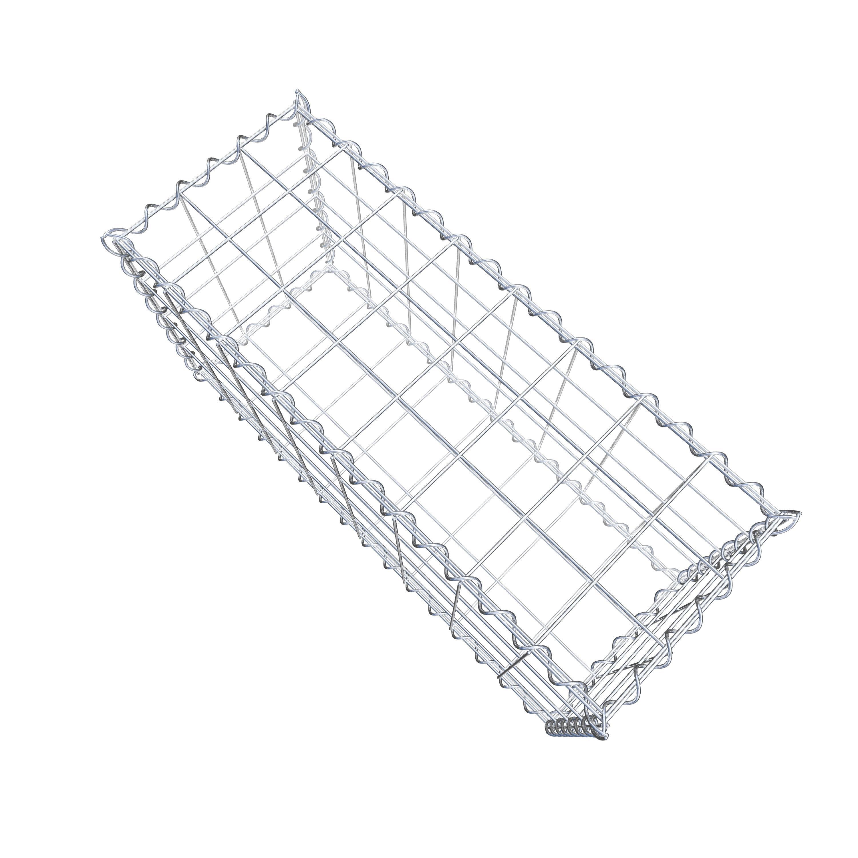Schanskorf 80 cm x 40 cm x 30 cm (L x H x D), maaswijdte 10 cm x 10 cm, spiraalvormig