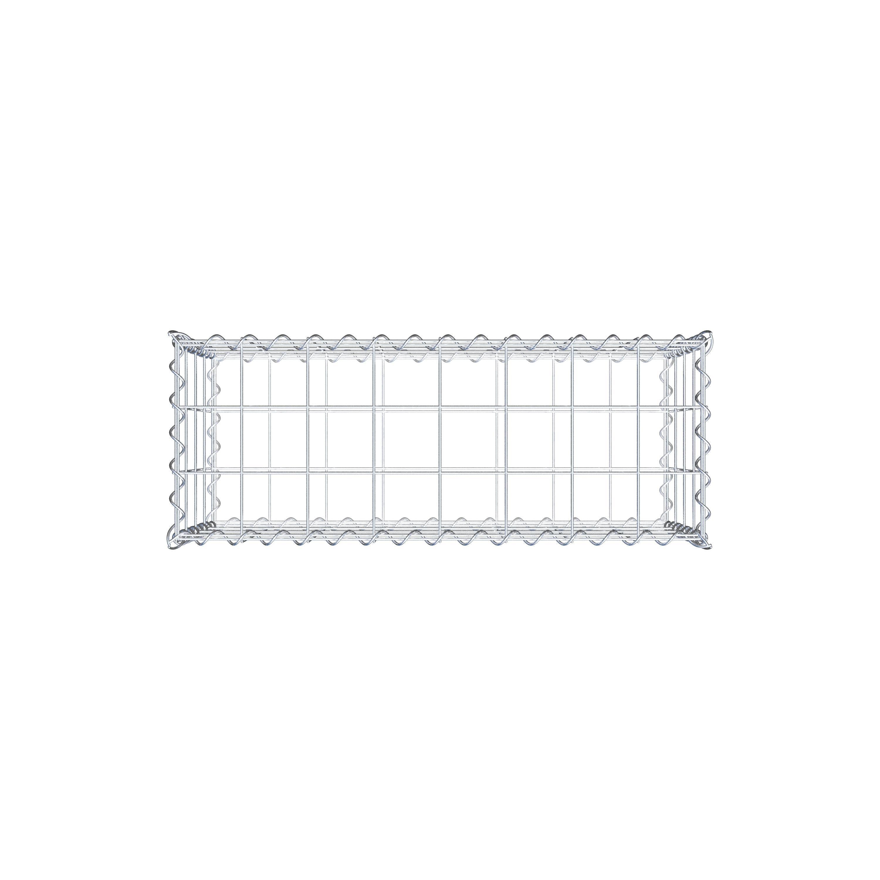 Schanskorf 80 cm x 40 cm x 30 cm (L x H x D), maaswijdte 10 cm x 10 cm, spiraalvormig