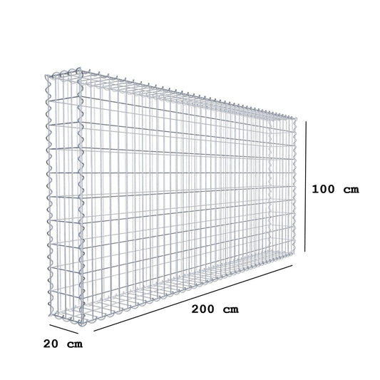 Gabione 200 cm x 100 cm x 20 cm (L x H x T), Maschenweite 5 cm x 10 cm, Spirale