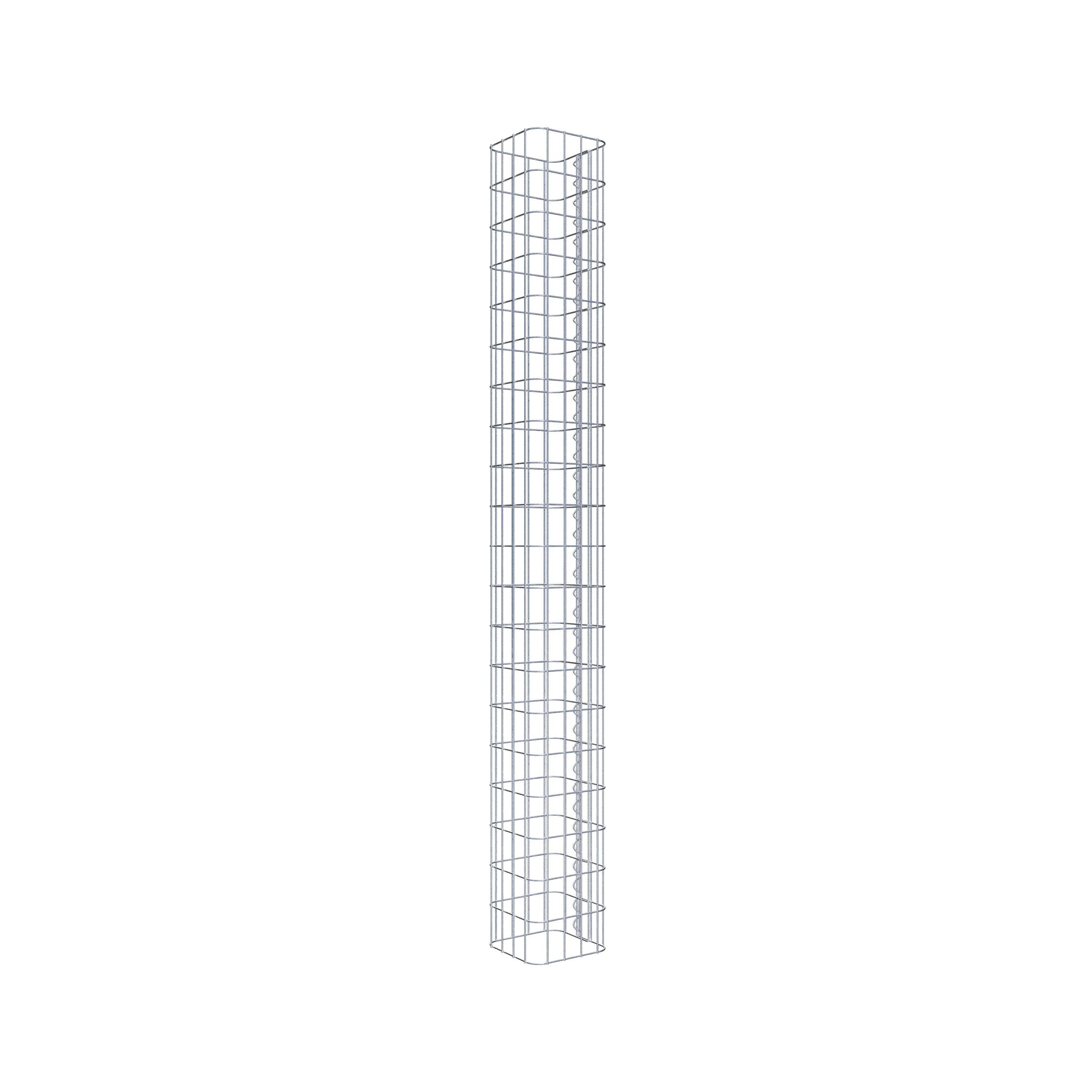 Rektangulär varmförzinkad gabionpelare, 22 cm x 22 cm, 200 cm hög, MW 5 cm x 10 cm