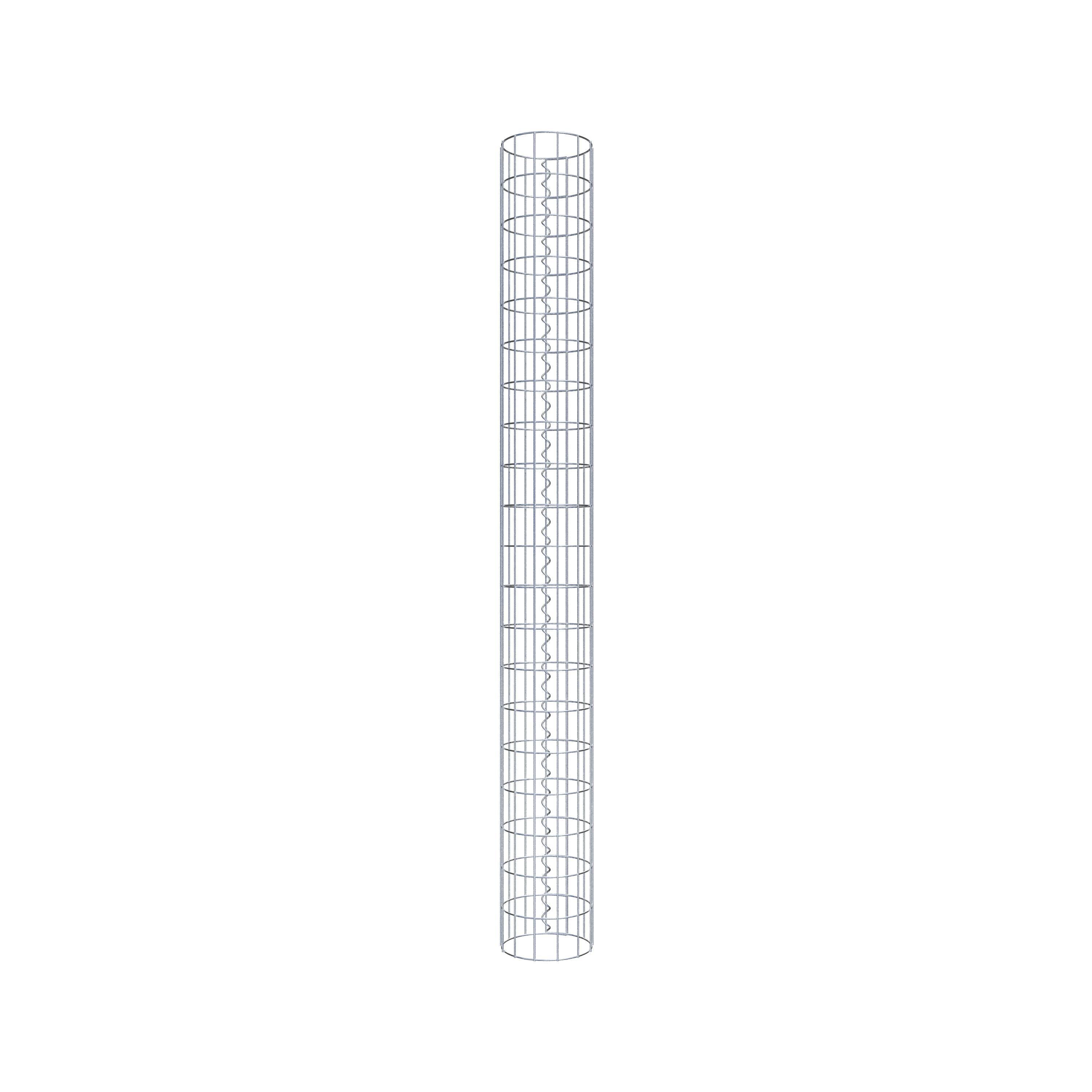 Rund gabionsøjle, varmgalvaniseret, 22 cm diameter, 200 cm højde, MW 5 cm x 10 cm