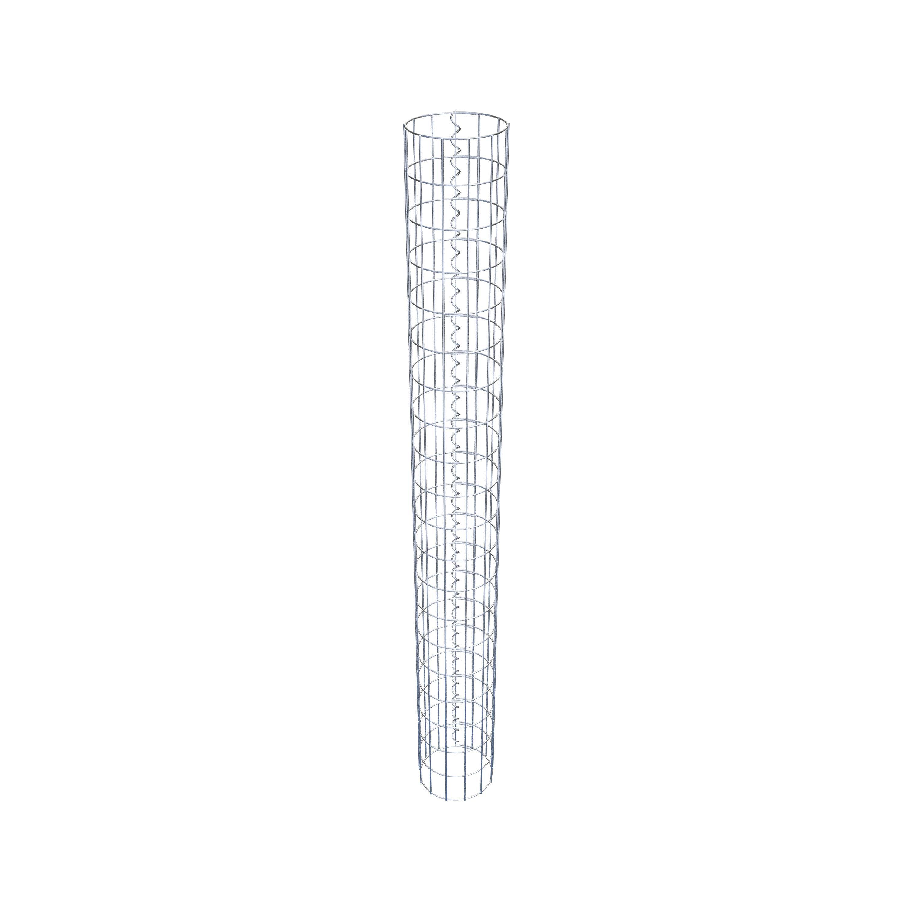 Rund gabionsøjle, varmgalvaniseret, 22 cm diameter, 200 cm højde, MW 5 cm x 10 cm