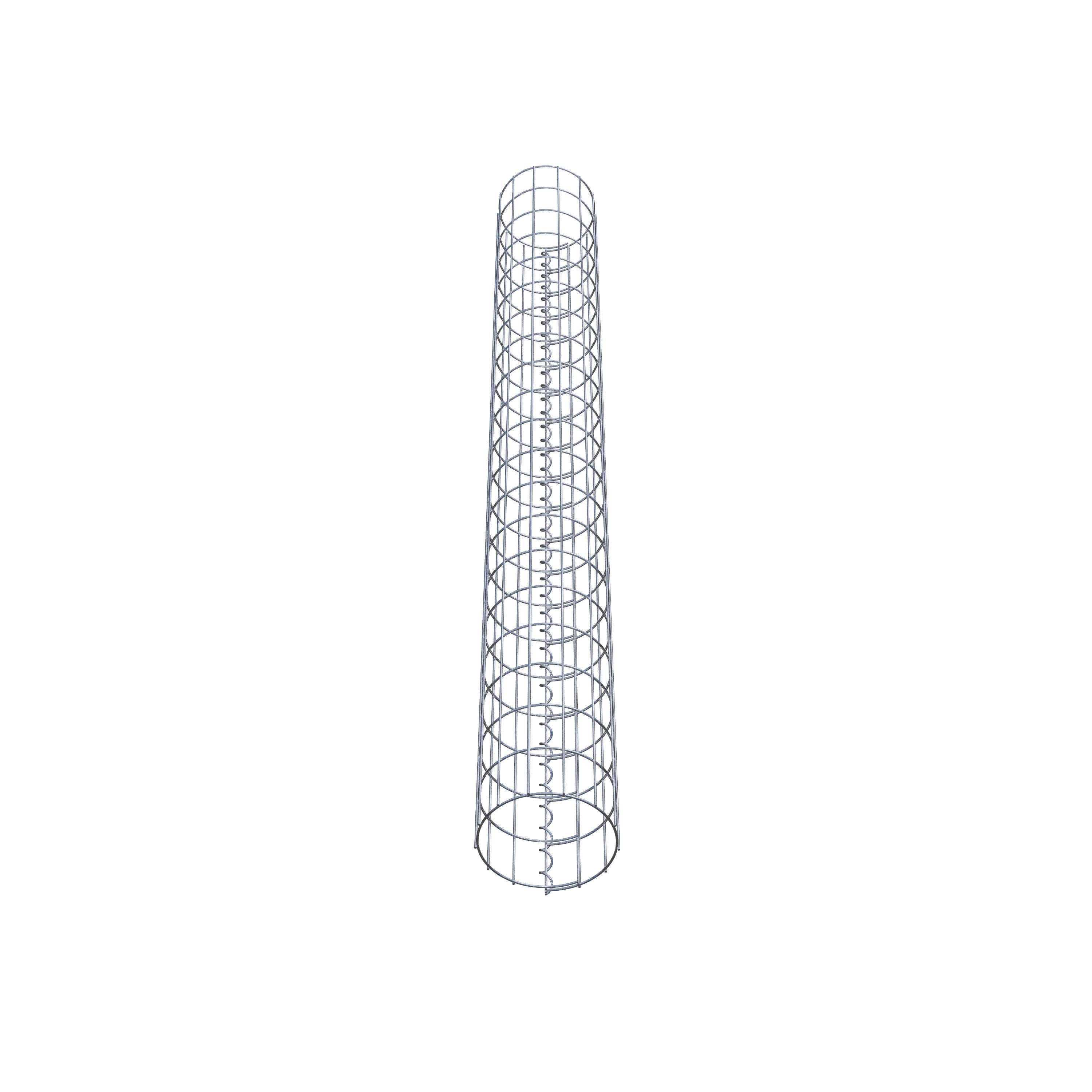 Rund gabionsøjle, varmgalvaniseret, 22 cm diameter, 200 cm højde, MW 5 cm x 10 cm