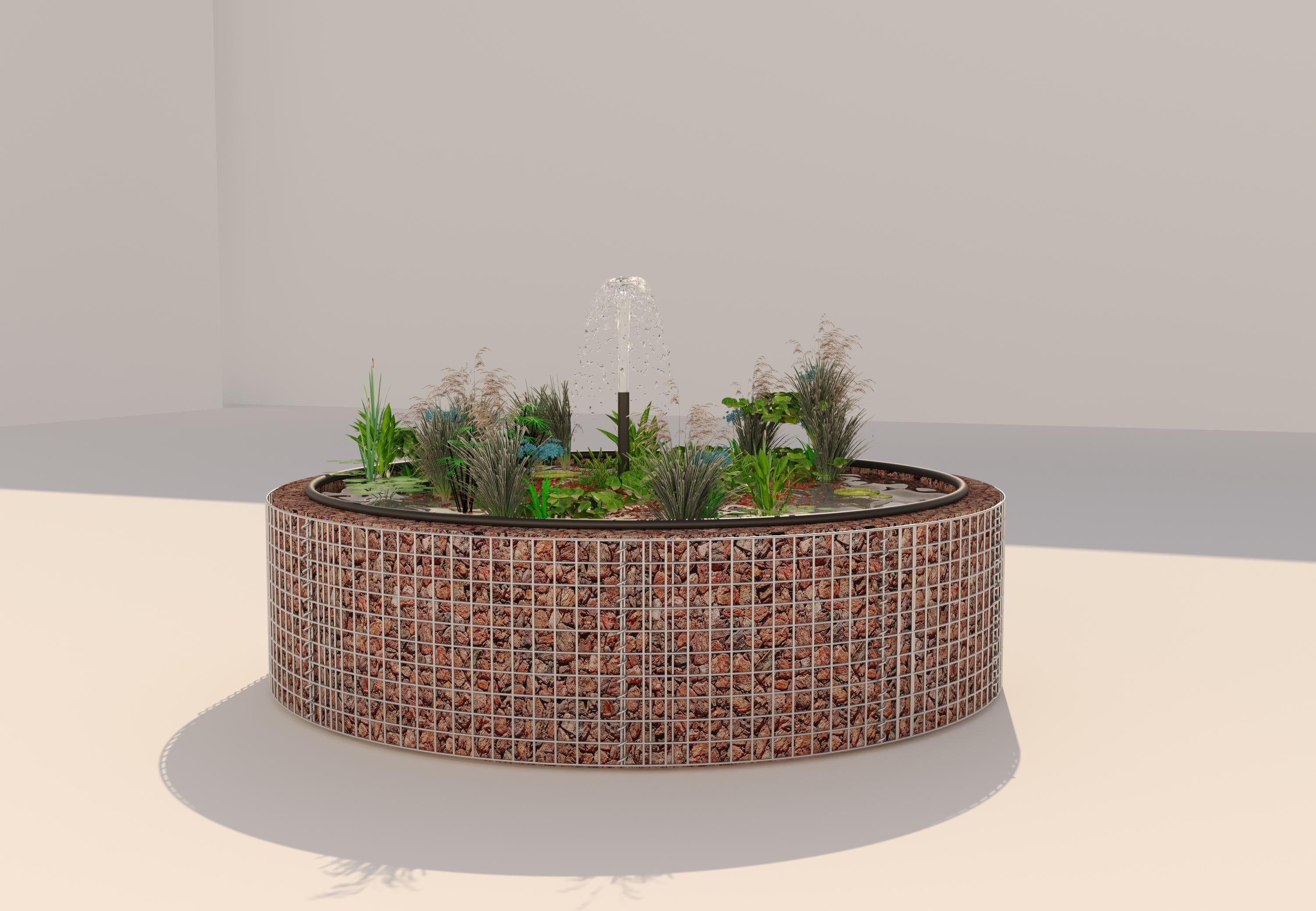 Schanskorf verhoogde vijver, rond, buitendiameter 202 cm, hoogte 50 cm, maaswijdte 5 x 5 cm, wanddikte 15 cm