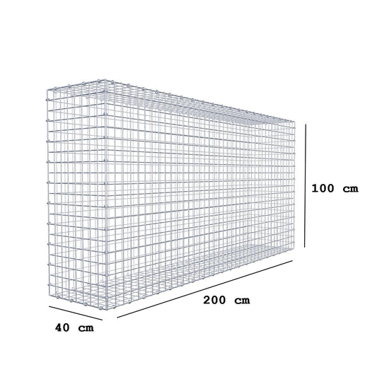 Gabbione 200 cm x 100 cm x 40 cm (L x H x P), maglia 5 x 5 cm, anello a spirale