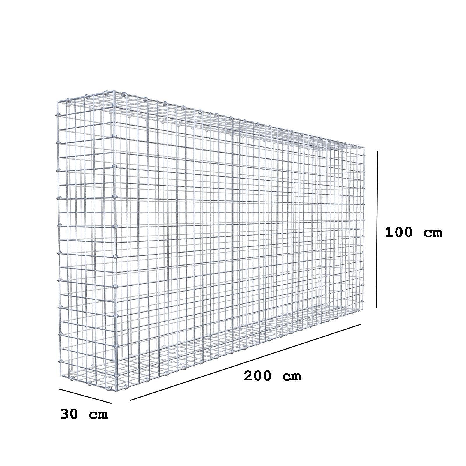 Gabion 200 cm x 100 cm x 30 cm (L x H x P), mailles 5 x 5 cm, anneau en spirale