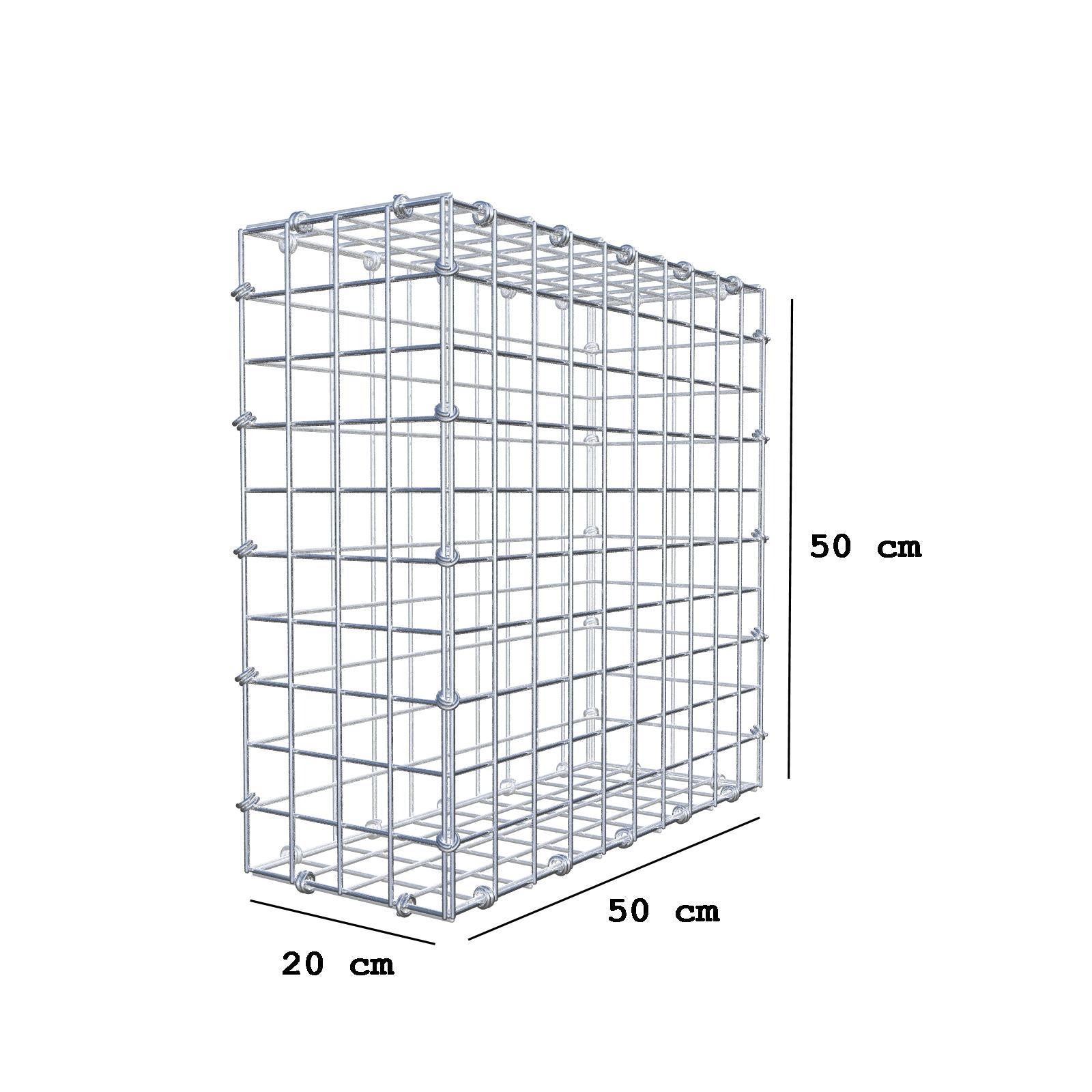 Gabione 50 cm x 50 cm x 20 cm (L x H x T), Maschenweite 5 x 5 cm, Spiralring