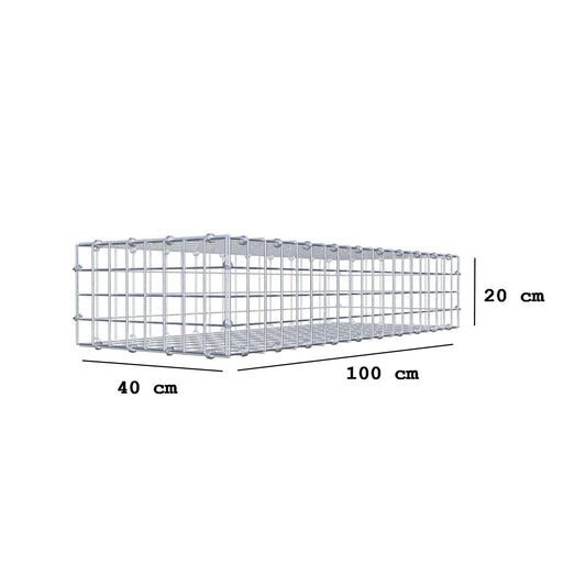 Gavión 100 cm x 20 cm x 40 cm (L x A x P), luz de malla 5 x 5 cm, anillo en espiral
