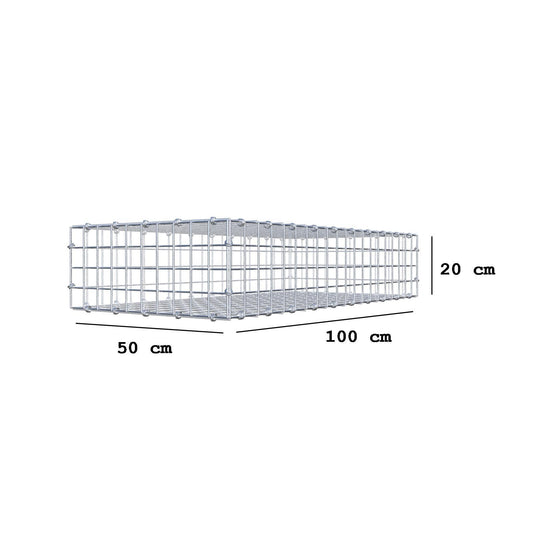Gavión 100 cm x 20 cm x 50 cm (L x A x P), luz de malla 5 x 5 cm, anillo en espiral