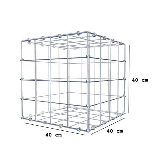 Gabion 40 cm x 40 cm x 40 cm (L x H x D), maskstorlek 10 x 10 cm, spiralring