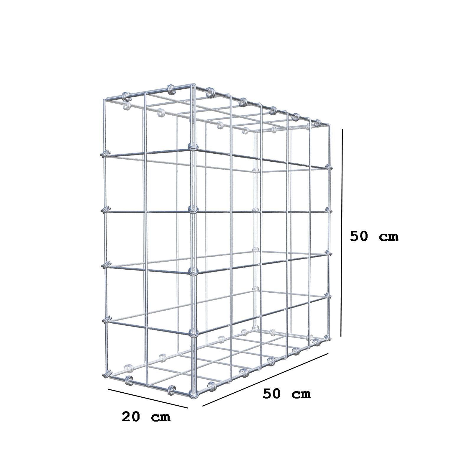 Gabione 50 cm x 50 cm x 20 cm (L x H x T), Maschenweite 10 x 10 cm, Spiralring