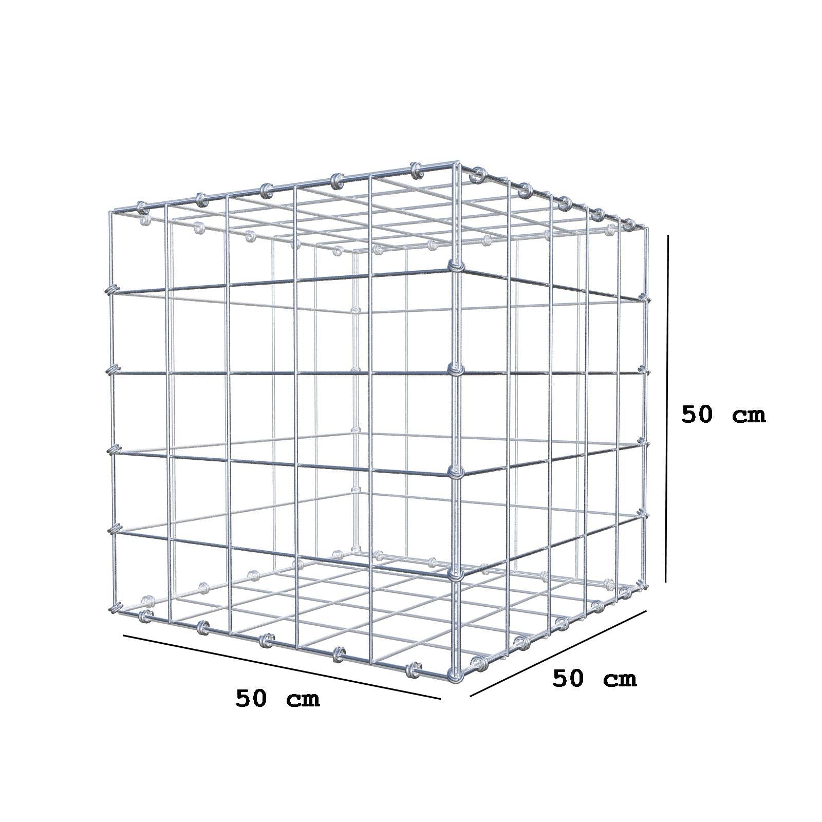 Gabion 50 cm x 50 cm x 50 cm (L x H x D), maskestørrelse 10 x 10 cm, spiralring