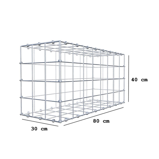 Gabion 80 cm x 40 cm x 30 cm (L x H x D), maskstorlek 10 x 10 cm, spiralring