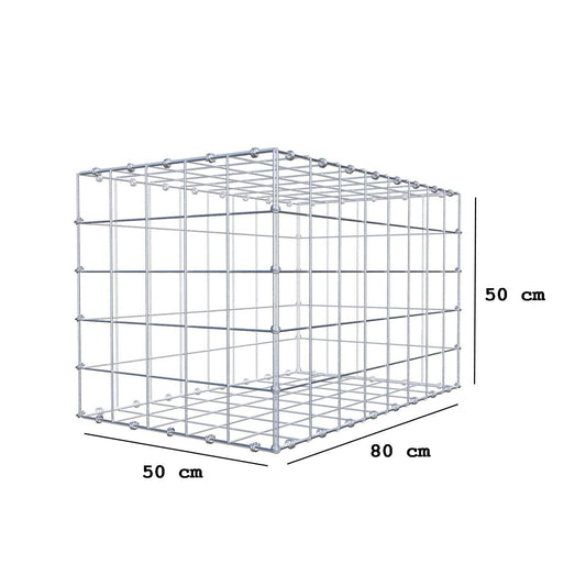 Gabion 80 cm x 50 cm x 50 cm (L x H x D), mesh size 10 x 10 cm, spiral ring
