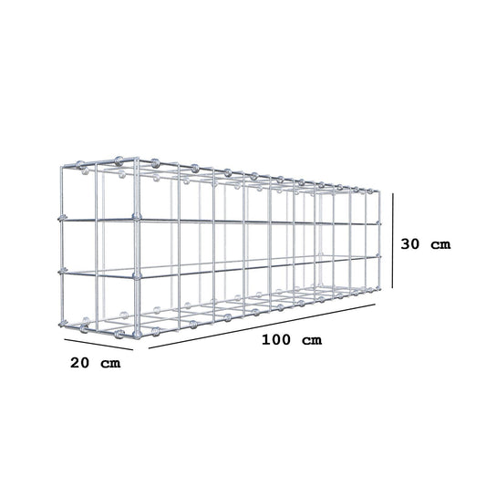 Gabion 100 cm x 30 cm x 20 cm (L x H x D), maskstorlek 10 x 10 cm, spiralring