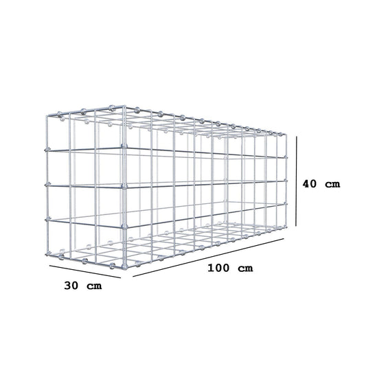 Gabion 100 cm x 40 cm x 30 cm (L x H x D), maskstorlek 10 x 10 cm, spiralring