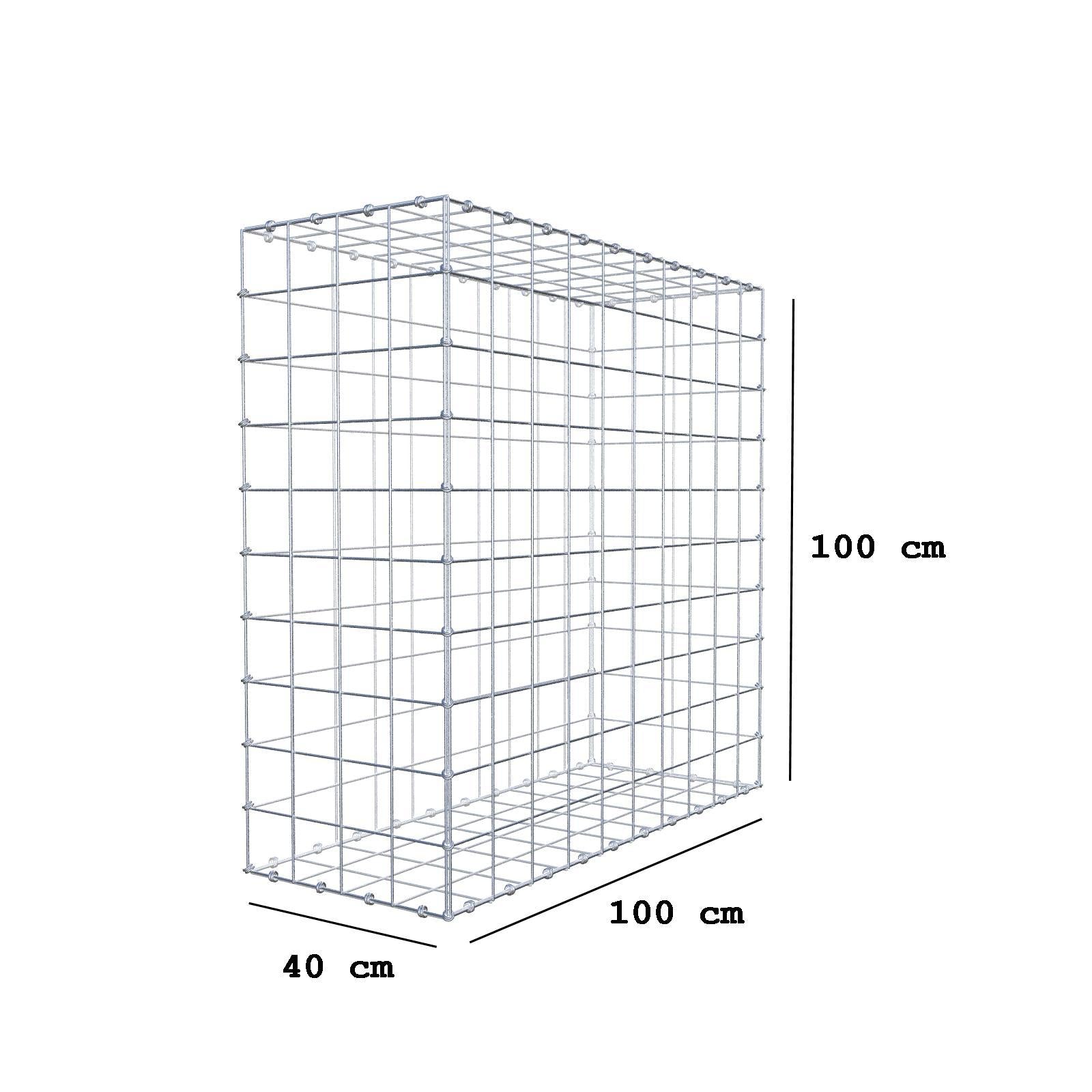 Gabione 100 cm x 100 cm x 40 cm (L x H x T), Maschenweite 10 x 10 cm, Spiralring