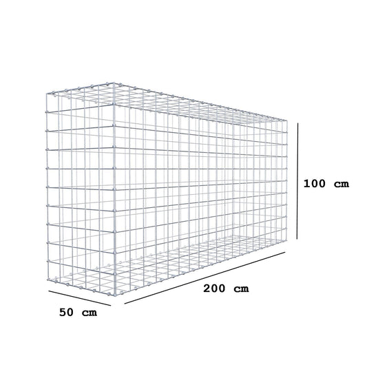 Gabbione 200 cm x 100 cm x 50 cm (L x H x P), maglia 10 x 10 cm, anello a spirale