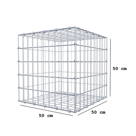 Gabion 50 cm x 50 cm x 50 cm (L x H x D), maskstorlek 5 x 10 cm, spiralring