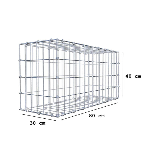 Gabion 80 cm x 40 cm x 30 cm (L x H x D), maskstorlek 5 x 10 cm, spiralring