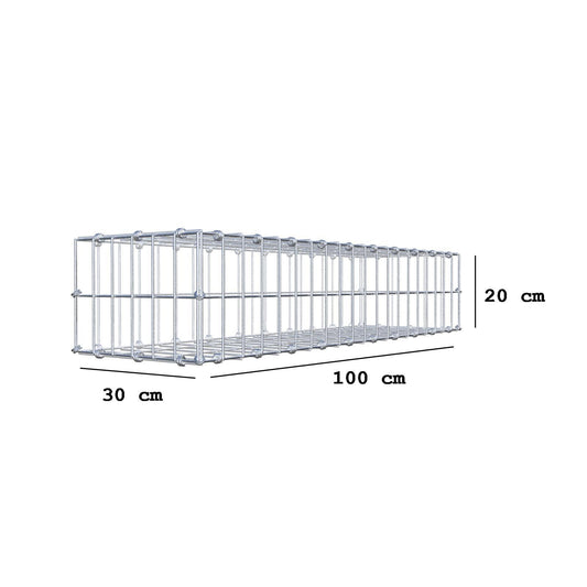 Gabion 100 cm x 20 cm x 30 cm (L x H x D), maskestørrelse 5 x 10 cm, spiralring