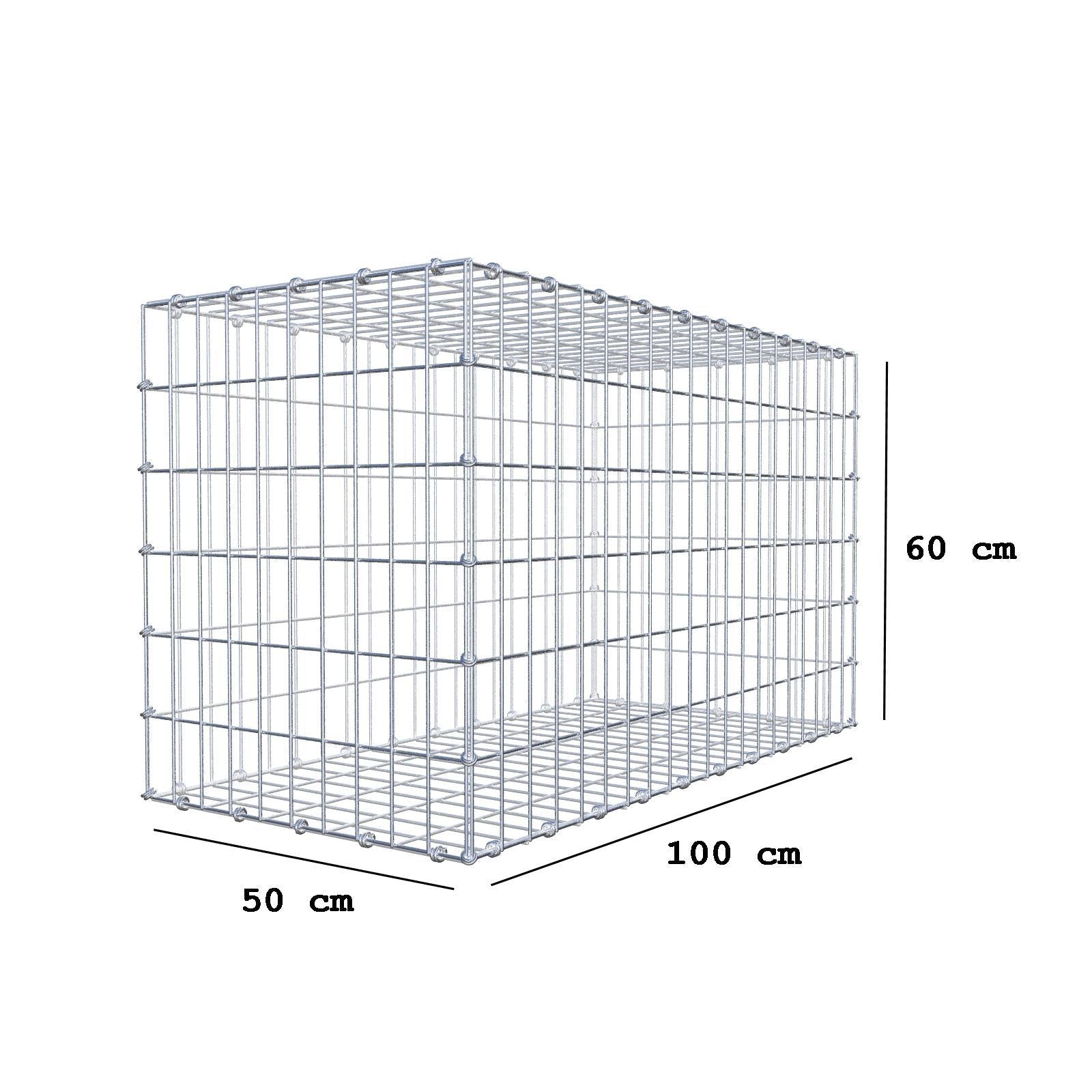 Gabion 100 cm x 60 cm x 50 cm (L x H x D), mesh size 5 x 10 cm, spiral ring