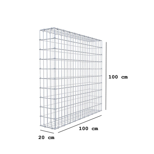 Gabione 100 cm x 100 cm x 20 cm (L x H x T), Maschenweite 5 x 10 cm, Spiralring