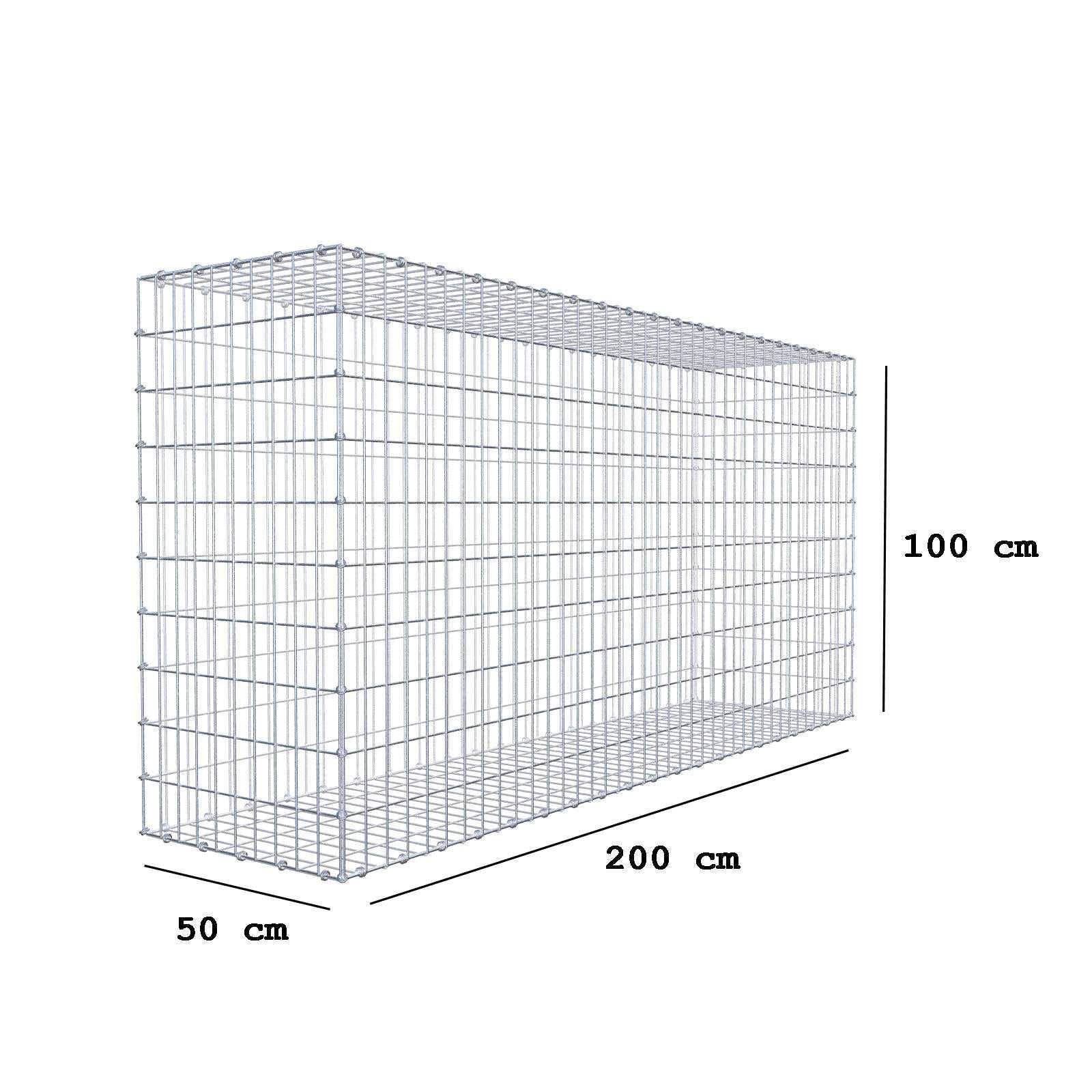 Gabion 200 cm x 100 cm x 50 cm (L x H x P), mailles 5 x 10 cm, anneau en spirale