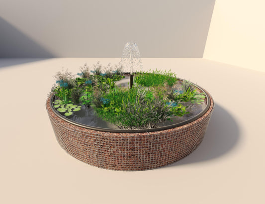 Gabion-dam, rund, ydre diameter 442 cm, højde 80 cm, maskestørrelse 5 x 5 cm, vægtykkelse 15 cm