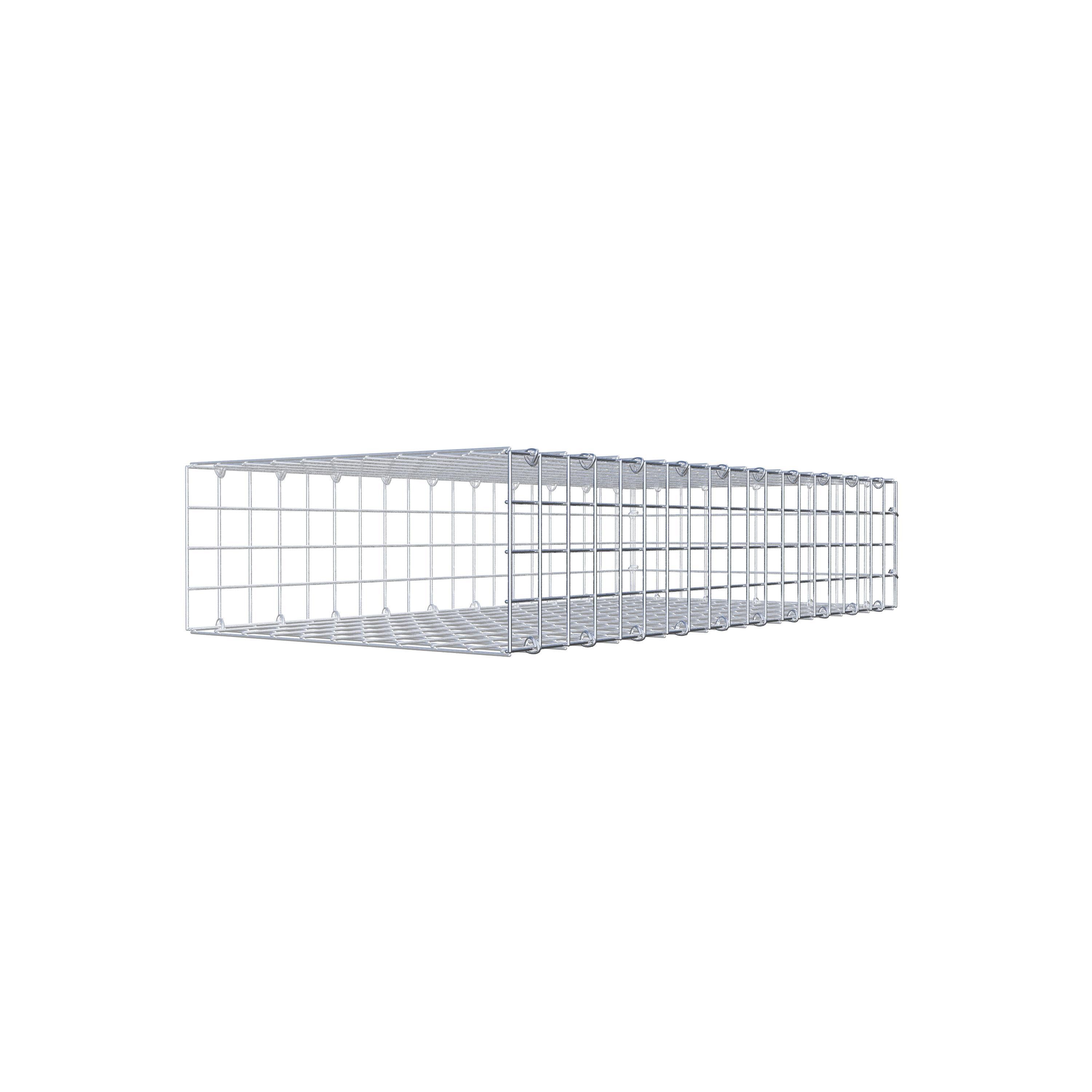 Type 2 oplegkorf 100 cm x 20 cm x 50 cm (L x H x D), maaswijdte 5 cm x 5 cm, C-ring